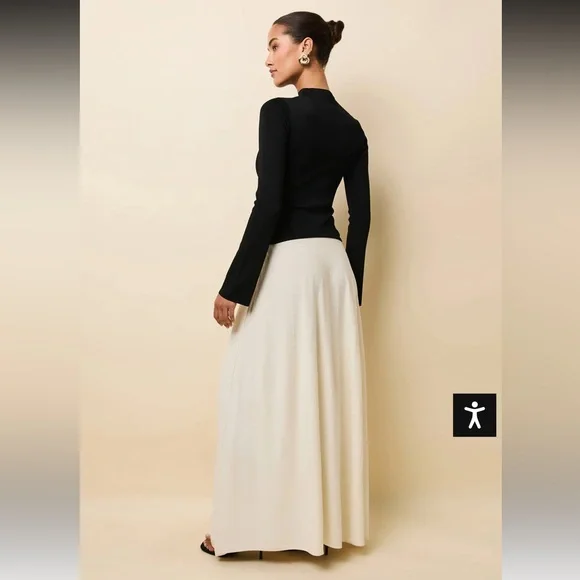 Solid & Striped Soglio Two Tone Drop Waist Maxi Dress in Black and Cream - Picture 2 of 4